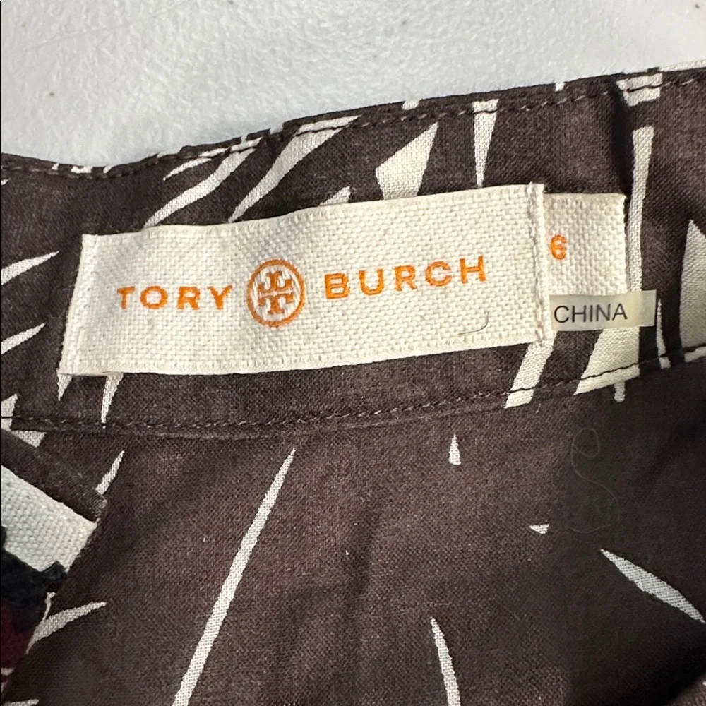 Tory Burch Beach Tunic Brown Palm Fronds Tropical Flamingo Size 6 Sequins - Picture 7 of 12